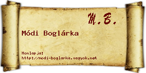 Módi Boglárka névjegykártya